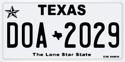 TX license plate DOA2029