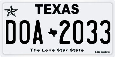TX license plate DOA2033