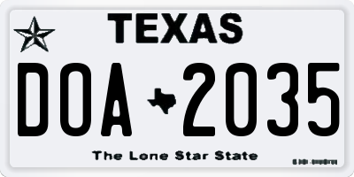TX license plate DOA2035