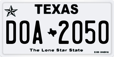 TX license plate DOA2050