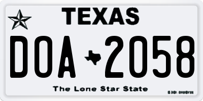 TX license plate DOA2058