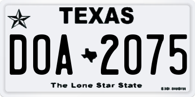 TX license plate DOA2075