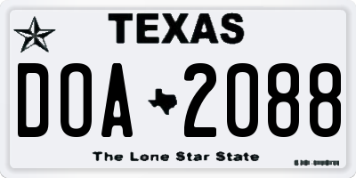 TX license plate DOA2088