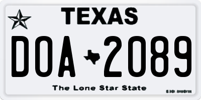 TX license plate DOA2089