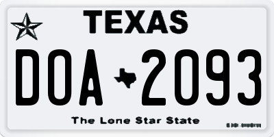 TX license plate DOA2093