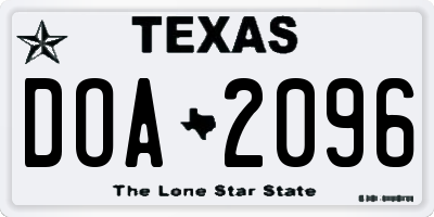 TX license plate DOA2096