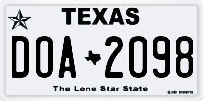 TX license plate DOA2098
