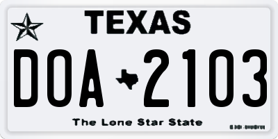 TX license plate DOA2103