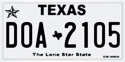 TX license plate DOA2105