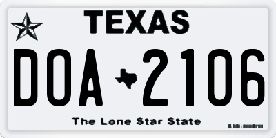 TX license plate DOA2106