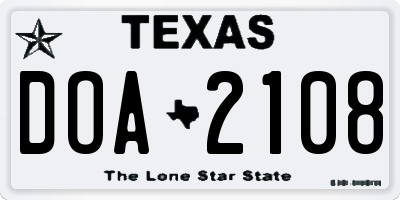 TX license plate DOA2108