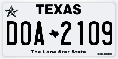TX license plate DOA2109