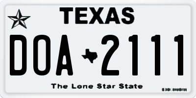 TX license plate DOA2111