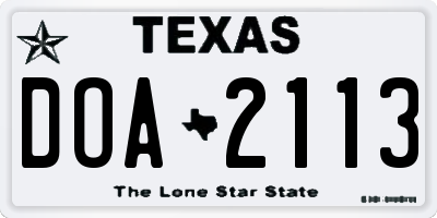 TX license plate DOA2113
