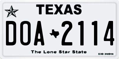 TX license plate DOA2114