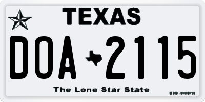 TX license plate DOA2115
