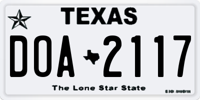 TX license plate DOA2117