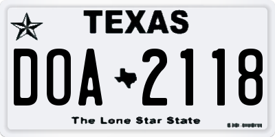 TX license plate DOA2118