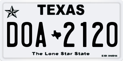 TX license plate DOA2120