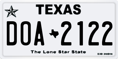 TX license plate DOA2122
