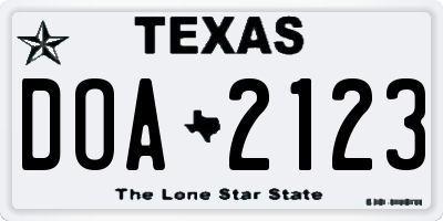TX license plate DOA2123
