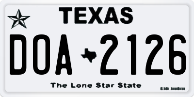 TX license plate DOA2126
