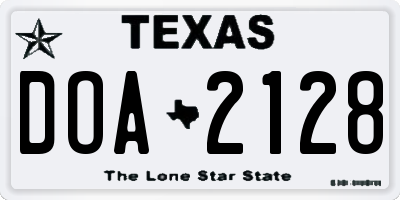 TX license plate DOA2128
