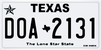 TX license plate DOA2131