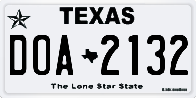 TX license plate DOA2132