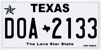 TX license plate DOA2133