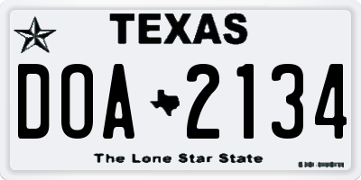 TX license plate DOA2134