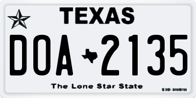 TX license plate DOA2135