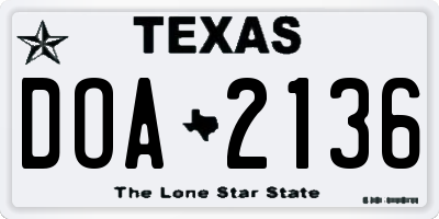 TX license plate DOA2136