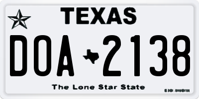 TX license plate DOA2138