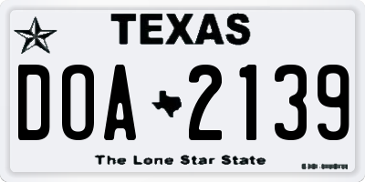 TX license plate DOA2139