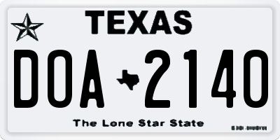 TX license plate DOA2140