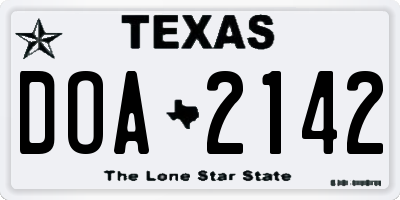TX license plate DOA2142