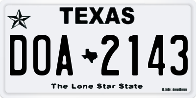 TX license plate DOA2143