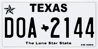 TX license plate DOA2144