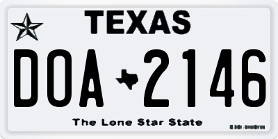 TX license plate DOA2146