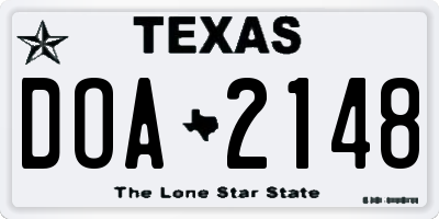 TX license plate DOA2148