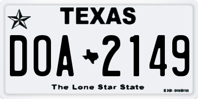 TX license plate DOA2149