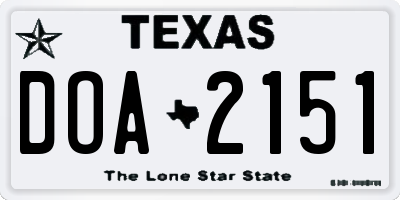 TX license plate DOA2151