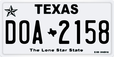 TX license plate DOA2158