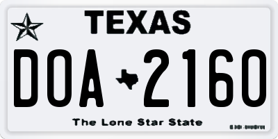 TX license plate DOA2160