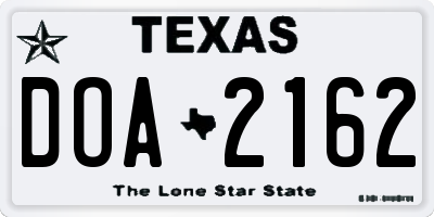 TX license plate DOA2162