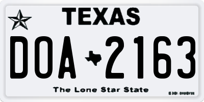 TX license plate DOA2163