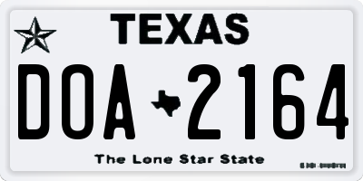 TX license plate DOA2164
