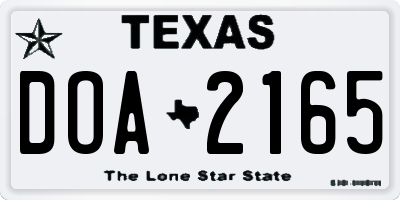 TX license plate DOA2165
