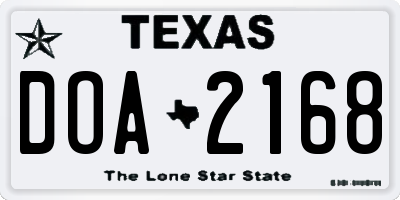 TX license plate DOA2168